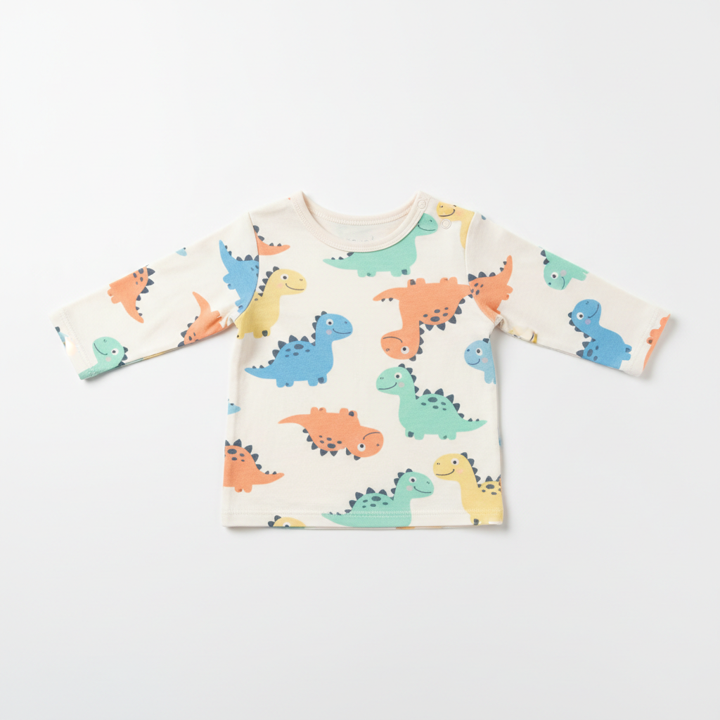 Baby longsleeve shirt met dinosaurus print